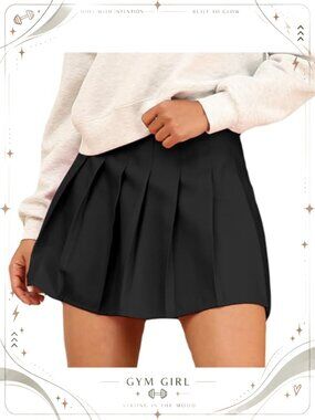 Pleated Tennis Skirt with Built-in Shorts High Waisted Athletic Skort